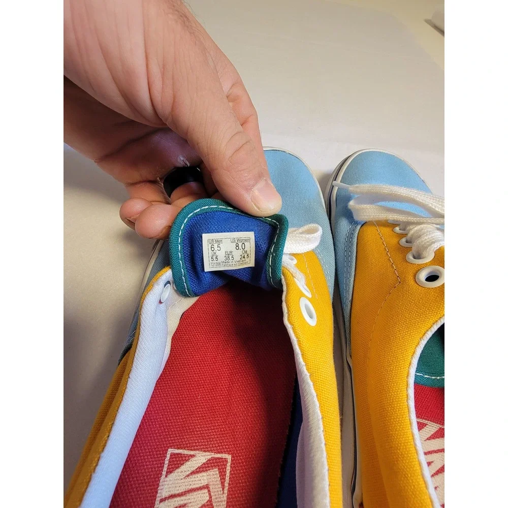 Vans Era Multi Color Block Canvas Skate Shoes Blue Yellow Pink Mens 6.5 Womens 8